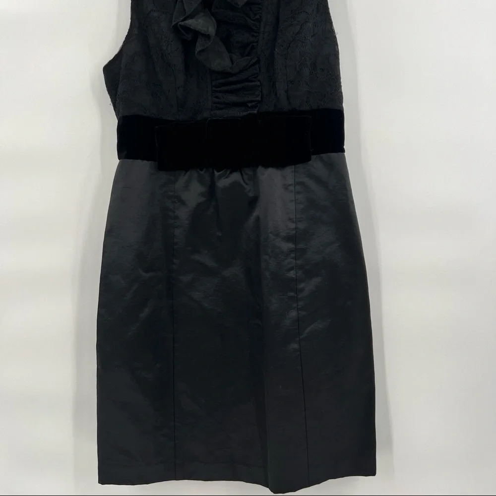Frock Tracy Reese black ruffle collar seude belt sleeveless dress 4